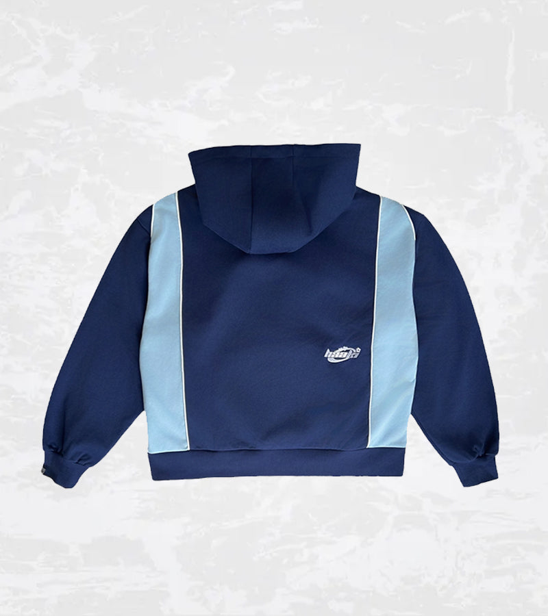 Luxury Panel Zip Hoodie - Dark Navy / Sky Blue