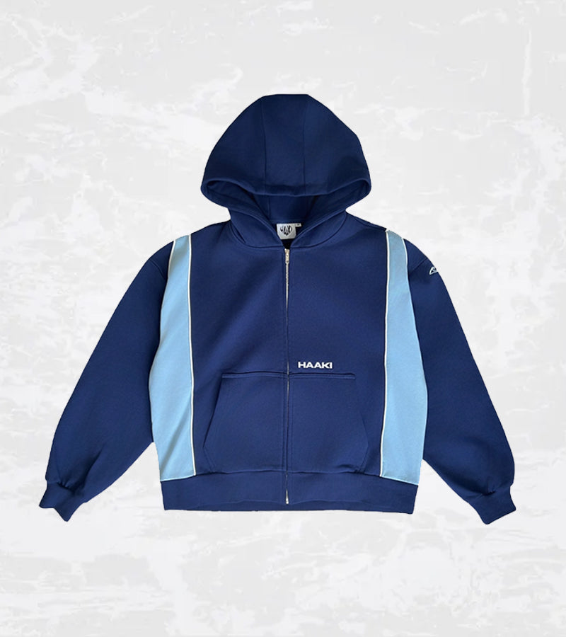Luxury Panel Zip Hoodie - Dark Navy / Sky Blue – haaki