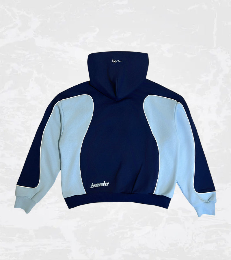 'Bliss' Hoodie in Dark Navy / Sky Blue