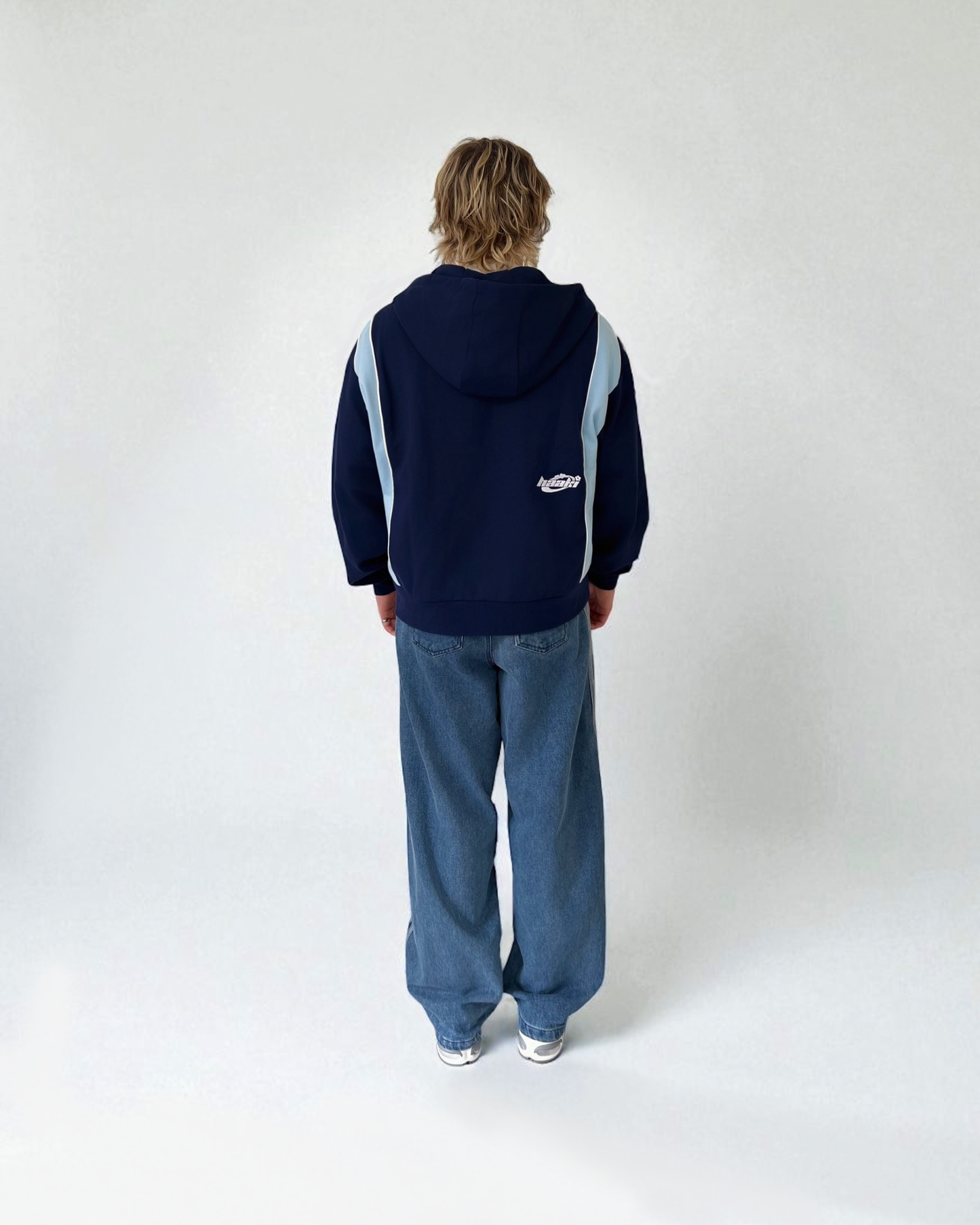 Luxury Panel Zip Hoodie - Dark Navy / Sky Blue