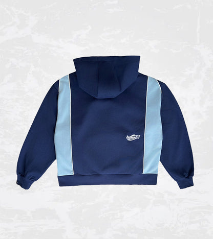 Luxury Panel Zip Hoodie - Dark Navy / Sky Blue