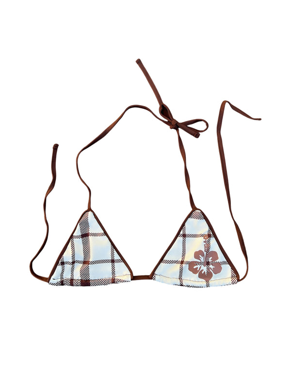 Mocha Flower Bikini Top