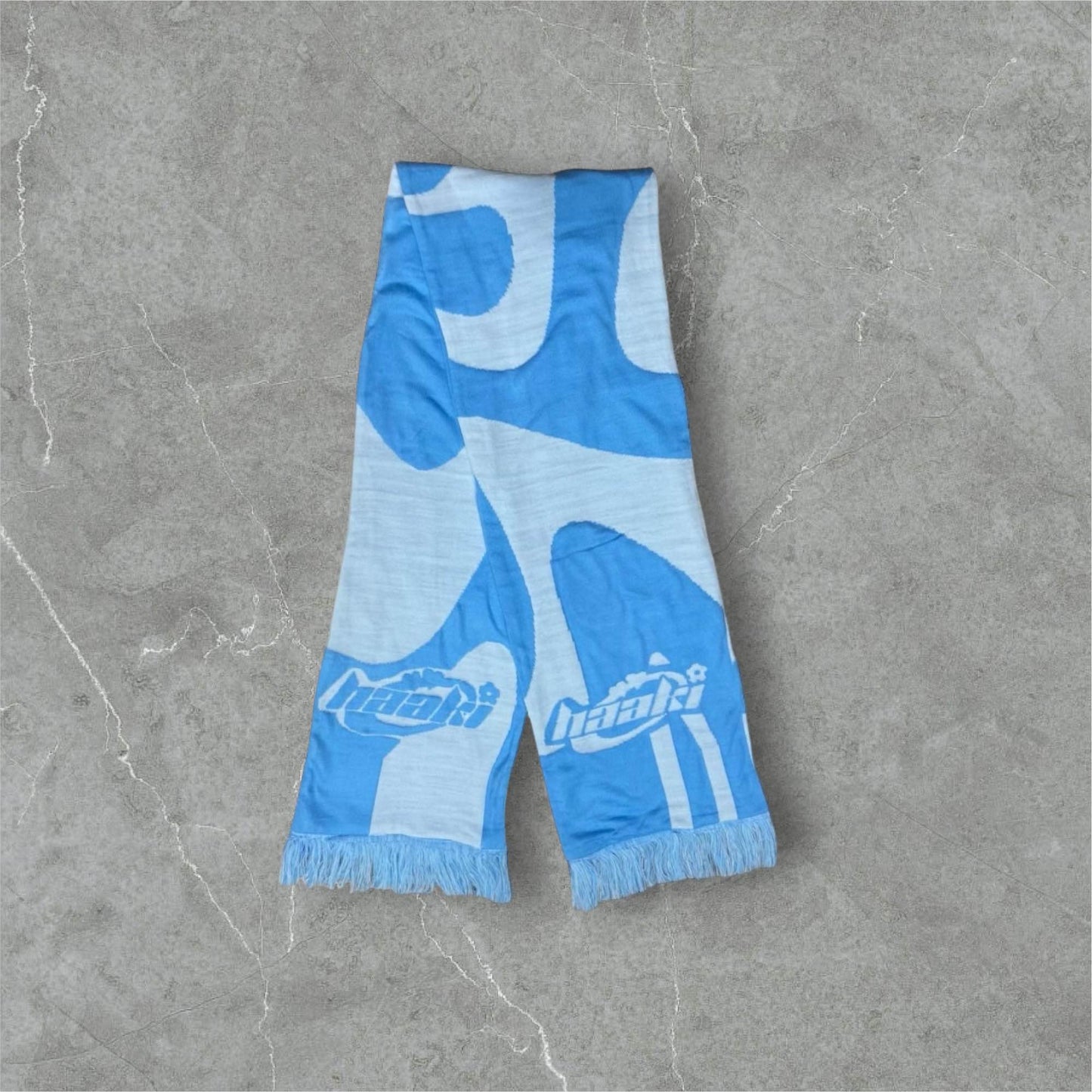 'Ripple' Scarf in Sky Blue / White