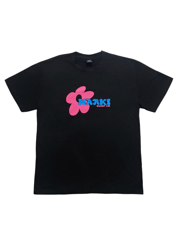 Black Heavy Boxy Fit Flower TEE
