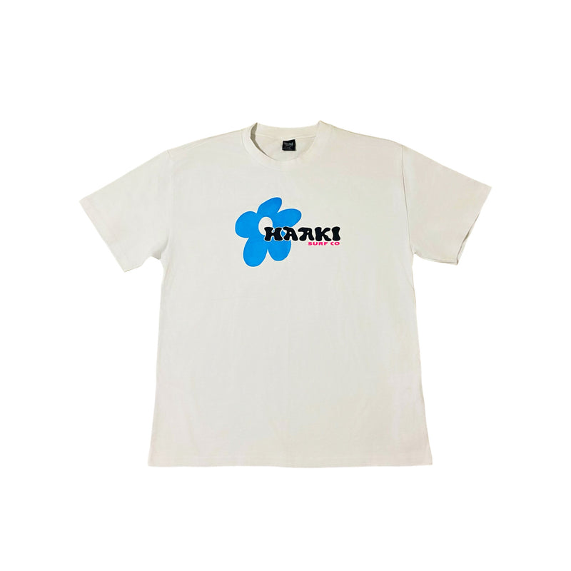 White Heavy Boxy Fit Flower TEE