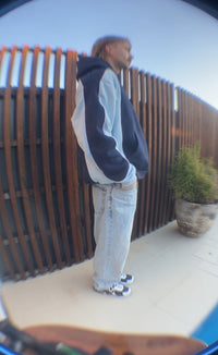 'Bliss' Hoodie in Dark Navy / Sky Blue