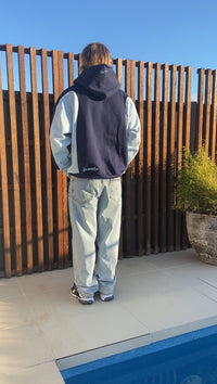 'Bliss' Hoodie in Dark Navy / Sky Blue