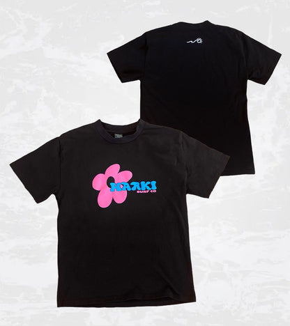 Black Heavy Boxy Fit Flower TEE