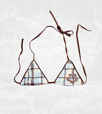 Mocha Flower Bikini Top