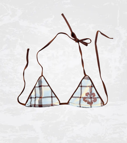 Mocha Flower Bikini Top